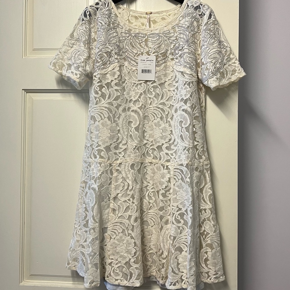 Free People Ivory Lace embroidery 2 pc dress size S F889Y230